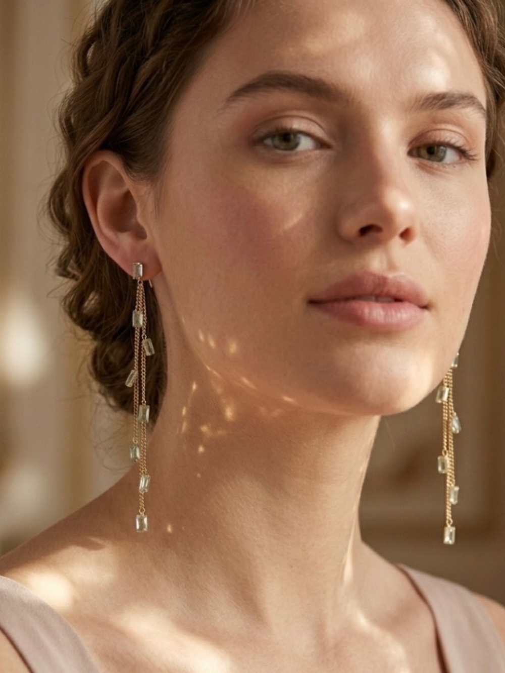 Beaded Baguette Dangle Earrings